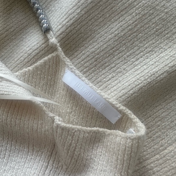 Helmut Lang Cream Knit Beaded Rib Midi Dress - Picture 9 of 12